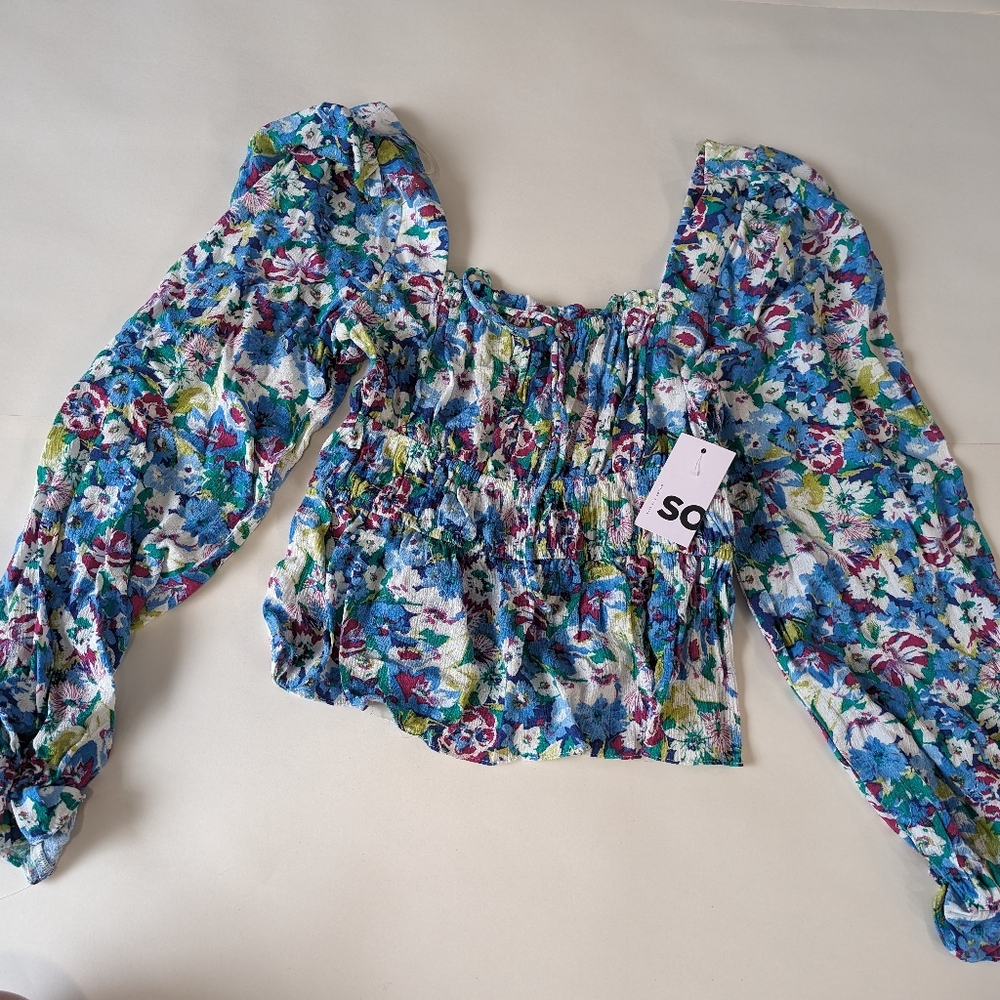 Square neck peplum blouse